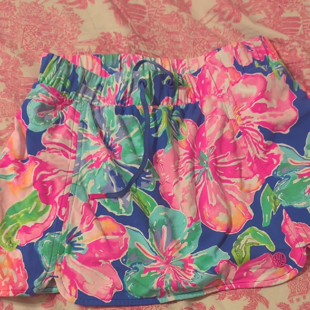Lilly Pulitzer Pink and Blue Athletic Skort Vibrant Design